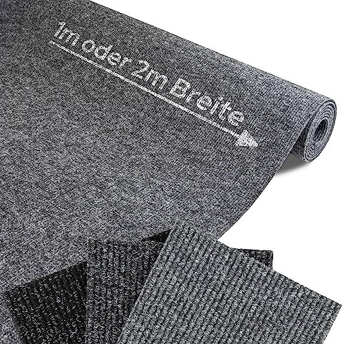 Nadelfilz Rips GLADIATOR 200x400 cm Grau – Robuster Rips Bodenbelag als Nadelfilz-Teppichboden | Meterware für Büro, Messe, Empfang & Verkaufsräume | Zuschneidbar & fleckenresistent