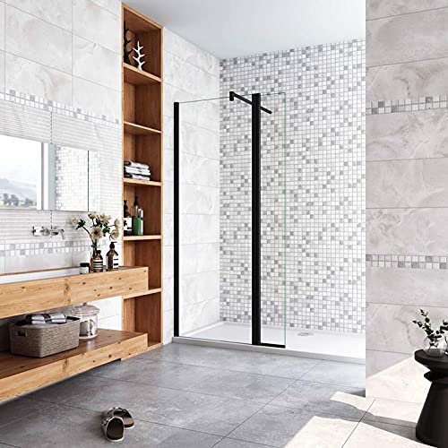 AICA paroi de douche 100x30x200cm paroi de douche à l'italienne avec un retour pivotant 30cm en 8mm verre anticalcaire avec une barre de stabilisation 90cm