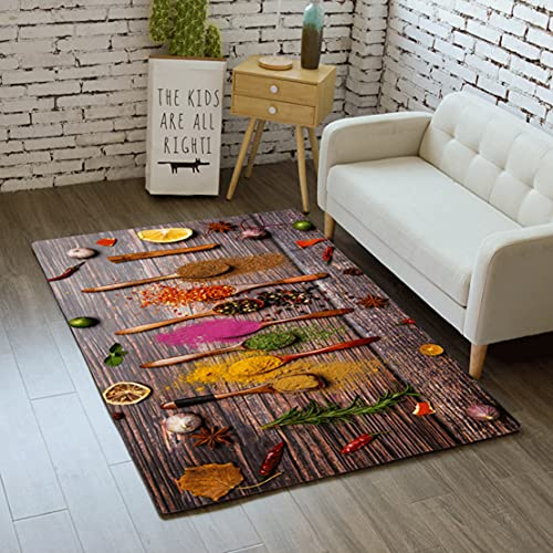 Sticker Superb. Kochen Kräuter Gewürze Teppich für Schlafzimmer Wohnzimmer Küchen Rugs Mat Bodenmatten rutschfeste Fußmatte Läufer Carpet Kinder Spielmatte Innen Außen Dekoration (Multi 4,100x150 cm)