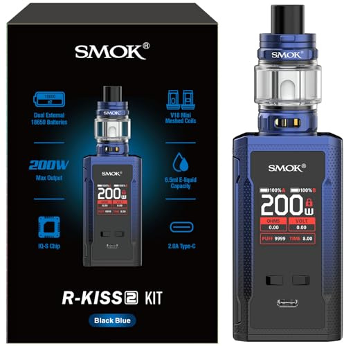 Smok R-KISS 2 Kit | Original Smok 200W Vape kit with 6.5ML TFV18 Mini Tank Mini Meshed Coils Dual18650 Battery IQ-S Chip E Cigarette Vaporizer