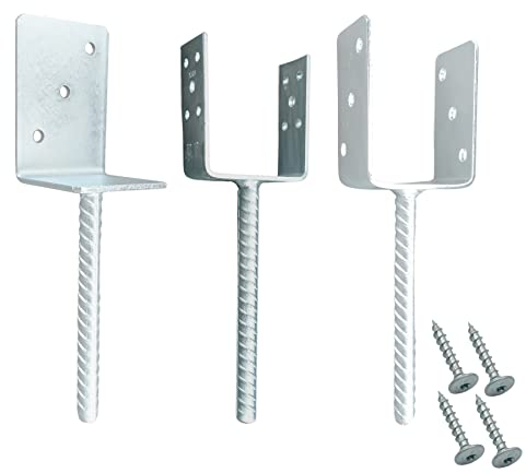 BRESKO Pfostenträger Pfostenanker Pfostenhalter Pfostenschuh verzinkt Riffel-Dolle Beton-Anker mit Schrauben (U-Form 71x100x4 mm (light))