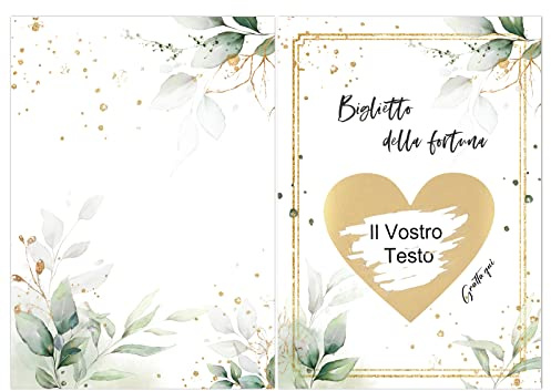 Italienisch (12 Stk) 6* Rubbelkarten selbst beschriften + 6* Umschlag Biglietto della fortuna Karte zum selber gestalten Rubbellos Herz Set für eigenen Text Geschenk zum Geburtstag Weihnachten
