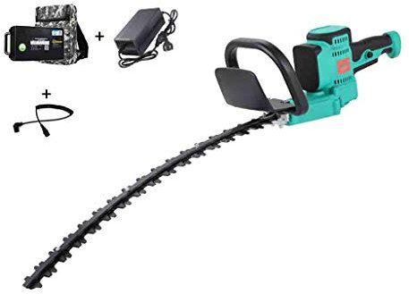 Cortasetos con batería de Iones de Litio de 24 V, Longitud de Hoja de 420 mm, Cortasetos pequeño con Carga para jardinería (Alta Potencia Recta + batería de Litio de 20 A) (Alta)