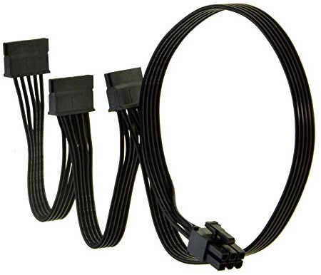JINTAI SATAStromkabel 6 Pin auf 3x15 Pin für Seasonic/AntecNetzteile, BTC Mining Riser Splitter Festplattenadapter 18,7Zoll (47,6cm)