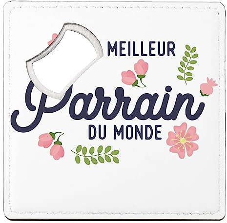 sous Verre Décapsuleur - Le Meilleur Parrain du Monde Famille - 1 unité (92 x 92 mm)