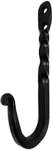 Black Antique Style Heavy Duty 5 Wrought Iron Forged Colonial Twisted Coat Hook