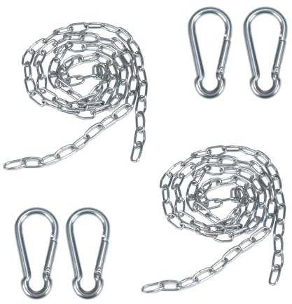 Lot de 2 chaînes en métal au mètre - 1 m - En acier inoxydable 304 - Avec 4 mousquetons - Pour remorquage d'animaux de compagnie TXZWJZ