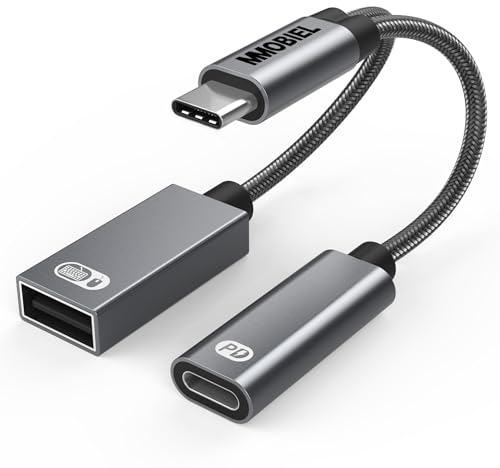 MMOBIEL Adaptador USB-C a USB OTG - 2 en 1 Splitter Tipo-C PD de Carga 60W - Compatible con iPad, iPhone 17, 16, 15, MacBook, Samsung Galaxy S, Galaxy Tab, Xiaomi - Aluminio