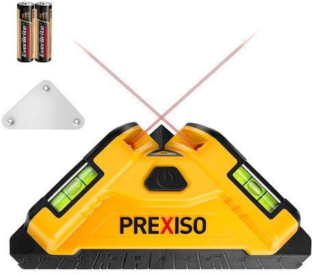 PREXISO Square Laser - 30Ft Flooring Laser Level, Tile Laser Line Projection, Angle 90° Magnetic Leveling Tool, Square Built-In 2 Bubble Vials With Wall Panel Stand for Installation, Construction