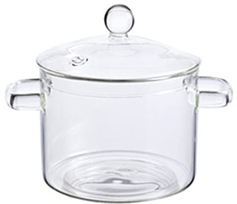Reuvv Pentola in vetro, pentola in vetro per cucinare più spessa e pesante, in silicone ad alto boro, per l'uso su fiamme libere e piani cottura a gas