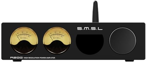 S.M.S.L A200 Amplificateur de casque Hi-Res Hi-Fi Audio Stéréo Amplificateur 2 canaux Bluetooth 5.0 Récepteur pour haut-parleur domestique, Home Theater Audio Upgraded Power Amp avec Bass Treble