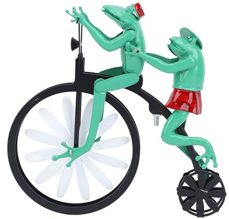 Metall-Fahrrad-Windspiel, Gartenstatue, Windmühle, Stehend, Vintage-Frosch-Skulptur, Tier-Fahrradstange, Kunstdekoration, Ornament, für Draußen, Terrasse, Hof, Rasen, Dekoration,