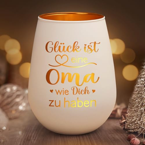Geschenke für Oma, Teelichthalter - Oma Geschenk Geburtstag | Geburtstagsgeschenk für Omas, Beste Omas Geschenk, Windlicht mit Gravur Ostergeschenk