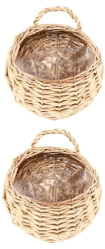 PHENOFICE 2st Blumenkorb Rattan-pflanzenkorb Pflanzenkorb Aus Seegras Rustikaler Blumentopf Zum Aufhängen Geflochtener Aufbewahrungskorb Wandkorb Pflanzgefäß Für Sukkulenten Weide Beige