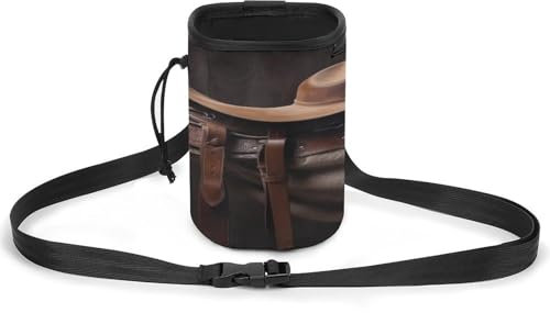 Leichtes Trainingspaket für Haustiere, Pferdesattel mit Cowboyhut, Wilddruck, vielseitige Haustier-Trainingstasche, stilvolles Haustierzubehör, ideal für Spaziergänge mit dem Hund