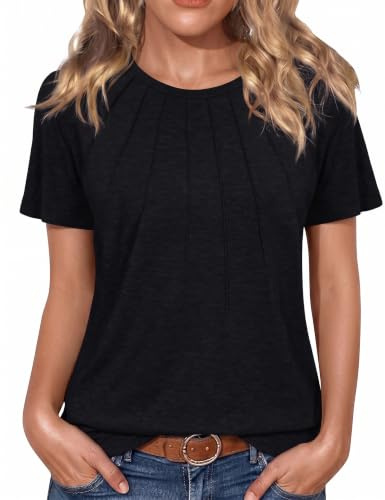 Gyabnw t-shirt damer sommar rund hals toppar eleganta bastoppar kvinnor blusar kortärmad damer bomull avslappnad sommarskjorta