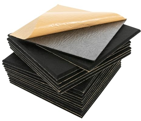 Qussse 18 Stück Akustikplatten Selbstklebend, Akustikpaneele 30x30cm Schallabsorber Schallschutz mit Hochdichte für Wohnzimmer Büros Spielzimmer KTV (Schwarz)