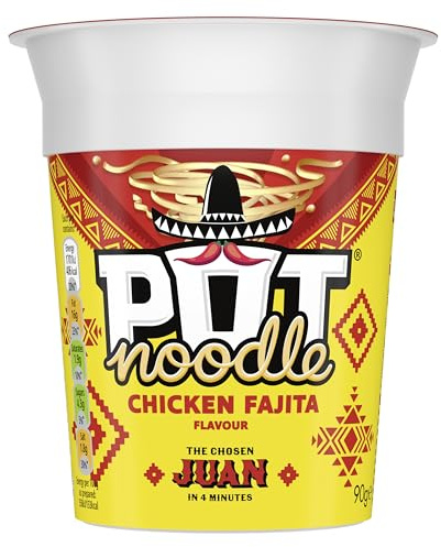 Pot Noodle Chicken Fajita Snack Pot instant vegan* snack quick to make noodles 12x 90 g