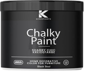 Contura KenzoPaints Kreidefarbe Möbel Farbe 250ml. Trend Farbtöne 2025 Möbellack Holz- Lack Shabby Chic Matt (Black Soul, 250ml.)