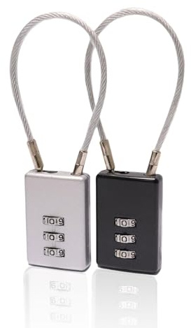 2 Pcs 3 Digit with Code Metal,Lock,Locker Padlocks,Gym,Small Padlock Combination,for Weatherproof Outdoor Steel Cable,Cabinets,Suitcases,Black High Security Lcok,Luggage Suitcase,Toolbox Helmet
