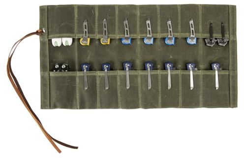 Pocket knife storage, Knife Display Bag, with 16 Slots Pocket Knives Folding Knife Holder Organizer, pocket knife roll Collection Protector Bag, Tactical Outdoor for EDC Mini Knife Bags (Army Green)