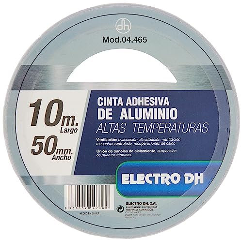 VoltShine Cinta adhesiva de aluminio 50mm x 10m, resistente a la temperatura, ideal para aislamiento y reparaciones en superficies metálicas.