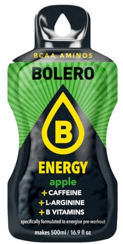 Bolero Energy 12 Beutel | Sugar-Free Powder Drink | Vegan & Gluten-Free | For Active Lifestyles (12x14g, Apple)