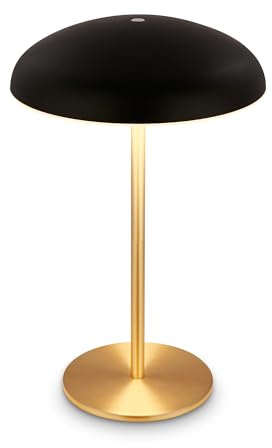 BRILONER - LED Tischlampe kabellos IP44 mit Lichtkante, Touchdimmer, Akku tauschbar, Nachttischlampe, Leselampe, LED Lampe, Dekolampe, Tischleuchte, Akkulampe, Outdoor Lampe, 19,5x30,5 cm, Schwarz