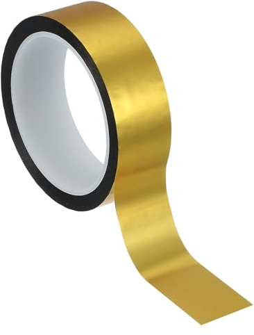 PATIKIL Cinta De Película De Poliéster Metalizada 30 mm X 50 Metros | Cinta Decorativa Metálica Mate Dorada, Cinta Adhesiva Espejo, Para Detalles Paredes Decorativas Arte Gráfico Molduras