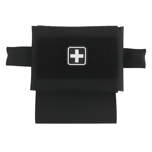 Taktisches Medizinisches Kit 1FAK Compact T.rauma Kit, Gürtel-zu-MOLLE-kompatibel, Erste-Hilfe-Kit mit T0urniquet-Halter für die Airsoft-Jagd (Black)