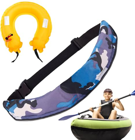 Tuxxjzm Aufblasbarer Rettungsgürtel, Rettungsring-Set, verstellbares reflektierendes Werkzeug mit Pfeife, Überlebenshilfe für Männer und Frauen, Outdoor-Angeln, Kajakfahren, Paddleboarden