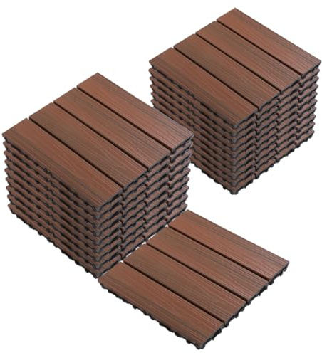 Interlocking Decking Tiles for Outdoor Spaces, Non-Slip Easy Installation with Great Drainage, Ideal for Garden Terrace Balcony Flooring