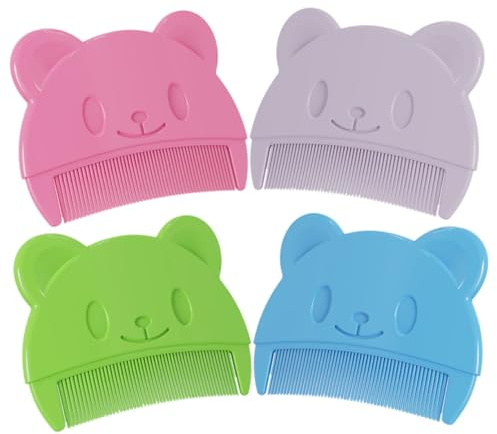 Vaguelly 4pcs Bath Brush Silicone Cradle Cap Scalp Brush Shampoo Scrubber with Bear Design in Blue Pink Green Purple for Newborn Grooming