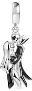 Lkwidi Femme Charms Skull and the Ghost of Christmas Dangle Argent Sterling 925 Pendentif avec Zircon Cubique pour Bracelet-