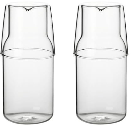 rflaueo 2pcs 550ml Bedside Carafe and Glass Set with Tumbler Bathroom Mouthwash Dispenser for Cold Drink, Mouthwash Dispenser for Bathroom Kitchen(U344-2)