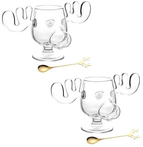 Elch Gläser Weihnachtskugel,Elchgläser Christmas Mug,2025 Neu Weihnachtstassen,Elch Glas Moose Mug,Weihnachtsgläser National Weihnachtsurlaub,Klar,Urlaubsgeschenke für Kaffee,Tee,Getränke (2 PCS)
