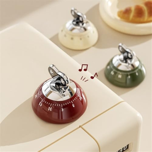 RichVibe Mechanical Kitchen Timer with 70dB Alarm Cooking, Baking, for Egg Reminder, Study, White/for Red/Green, No for battery Required