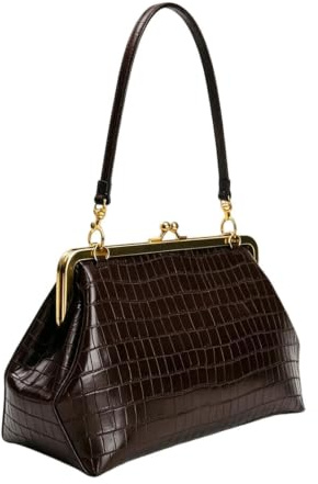 Kiss Lock Bag - PU Leather Messenger | Shoulder Bag | Womens Shoulder Bags for Women Work School Shopping Daily Commute Travel Weekend Outing