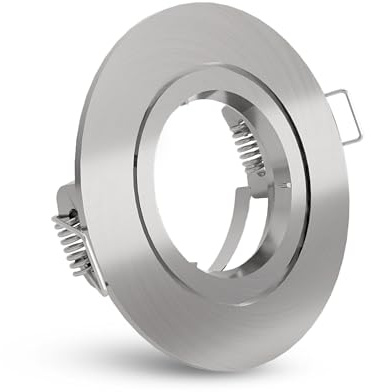 linovum Einbaustrahler Einbau Rahmen Edelstahl Optik gebürstet rund starr inkl. GU10 Fassung für LED oder Halogen