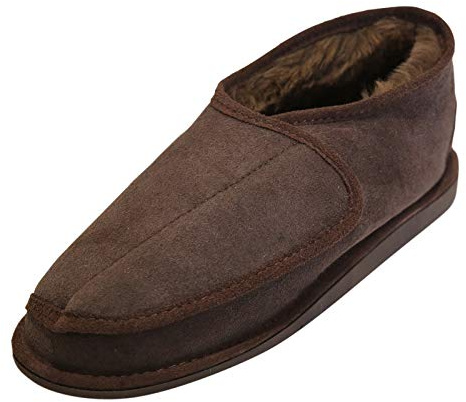 Hollert Lammfell Hausschuhe - Christel Herren Damen Fellschuhe mit Klettverschluss