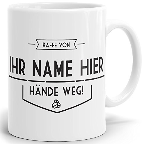 Namenstasse Keramik 0,3L-Tasse-Becher-Kaffeetasse-mit Name-mit Namen individuell und persönlich Motiv Kaffeebohnen Vintage Tasse