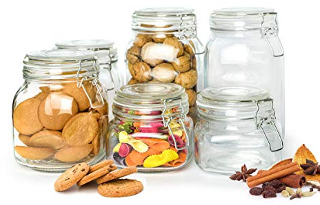 Sendez 6tlg Set Einmachgläser 2x1,5L 2x750ml 2x500ml Bügelverschluss Einmachglas Vorratsglas Vorratsdose