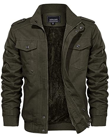 EKLENTSON Men's Cargo Jacket Fleece Lined Warm Military Coat | winter thicken thermal jacket,outdoor windbreaker bomber Jacket,hiking casual work coats,with multi pockets