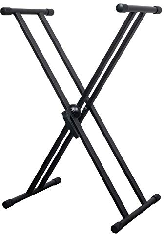 CASCHA Double X-Frame Keyboard Ständer höhenverstellbar aus Metall I Keyboard Stand Gestell für Keyboard klappbar I E-Piano Gestell schwarz für Kinder & Erwachsene I Synthesizer Keyboard Zubehör