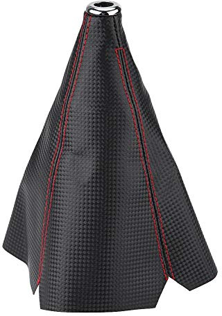 Schaltsack Kohlefaser Gangmanschette Kofferraumabdeckung für Universal Shifter Knob Roter Stich PU Leder