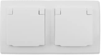 MC POWER - Feuchtraum Steckdosen-Set I FLAIR I Beginner 2S-IP44 I 3-teilig, Dopplesteckdose mit Klappe inklusive Rahmen, weiß, matt, IP44