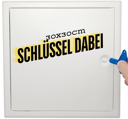 Revisionsklappe 30x30cm PREMIUM mit Vierkantverschluss - Stahlblech Weiß 4 Kantverschluss 300x300mm Revisionstür | Wartungsklappe | Serviceklappe | Badewanne Revisionstuer
