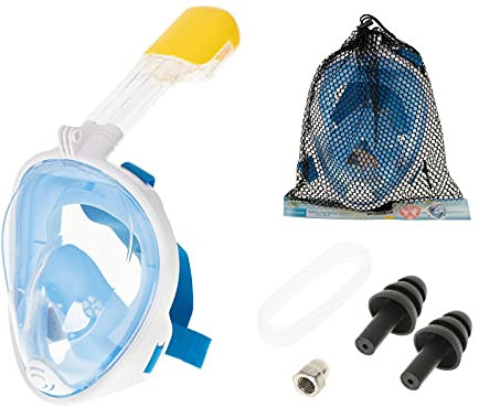 ikonka, Tauchmaske, Schnorchelmaske, Vollmaske,180 Grad-Sicht Tauchmasken, Vollgesichtsdesign, Taucherbrille für Erwachsene und Kinder S/M BLAU