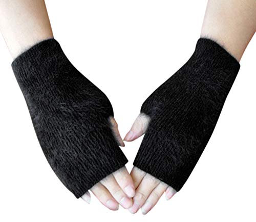 Fingerlose Handschuhe Damen Mädchen Armstulpen Pulswärmer Winter Halbfinger Strickhandschuhe Warm Winterhandschuhe Outdoor Handstulpen Strick Fäustlinge Cashmere Stulpen für Arbeit Garten Fahrrad
