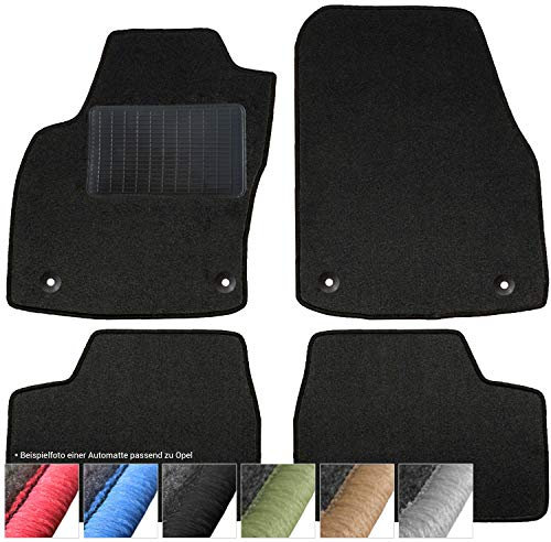 moto-MOLTICO Fußmatten Auto - Velours Autoteppiche passend für Opel Corsa-e Mokka-e Peugeot e-208 e-2008 Citroen e-C4-4-teiliges Set - Schwarze Automatten mit Schwarzen Ziernähten